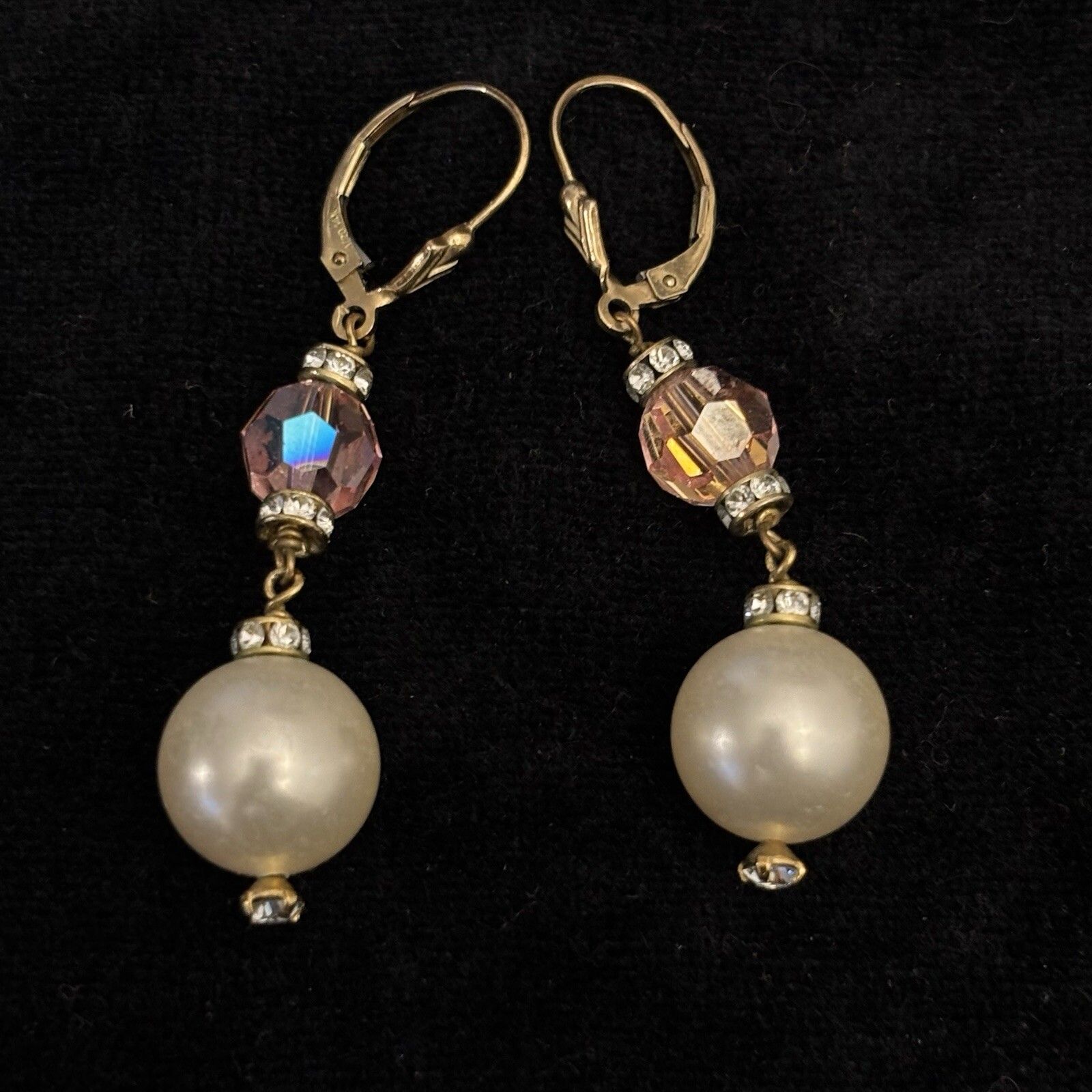 Freshwater 14k Gold Filled Pearl Drop Earrings Women Jewelry With Crystals 49$